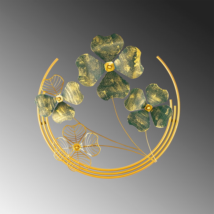 Wallity Shihezi Escultura de Pared Verde y Dorado